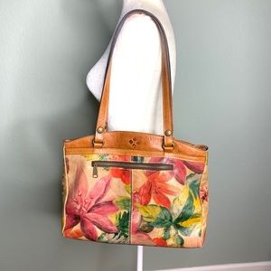 Patricia Nash floral leather multi pocket bag